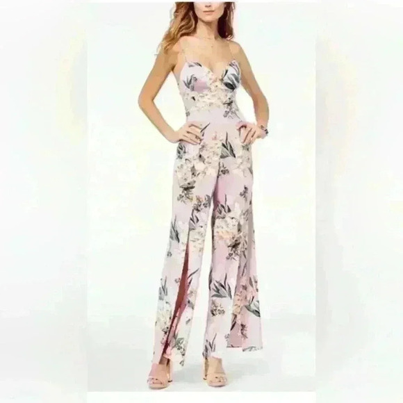 Guess Pants - Guess Leigh Floral lavender slit jumpsuit